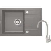Гранитная мойка со смесителем, 1-чаша с осушкой