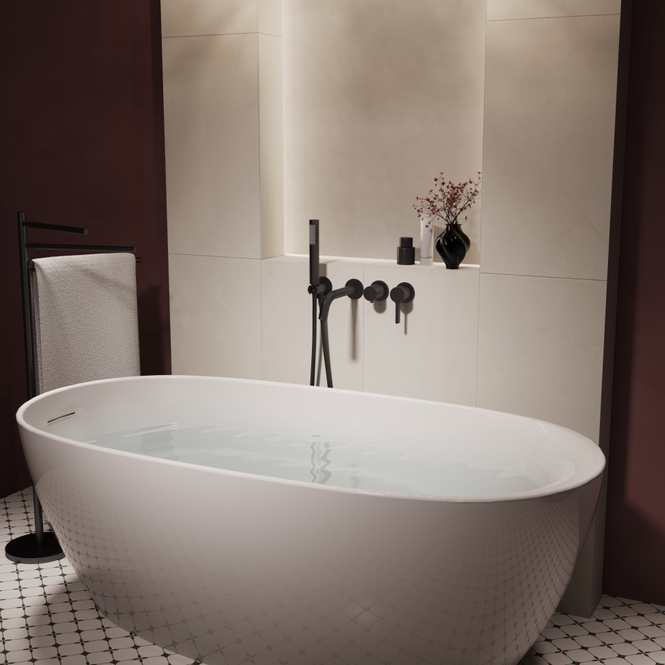 Смеситель для ванны Villa VTFW-1VL1MB, встраиваемый, черный