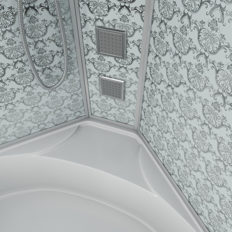 Душевая кабина Niagara Luxe NG-7744W (120x120х215) высокий поддон(50см),дверь раздвижная,стенки серебро,4 места