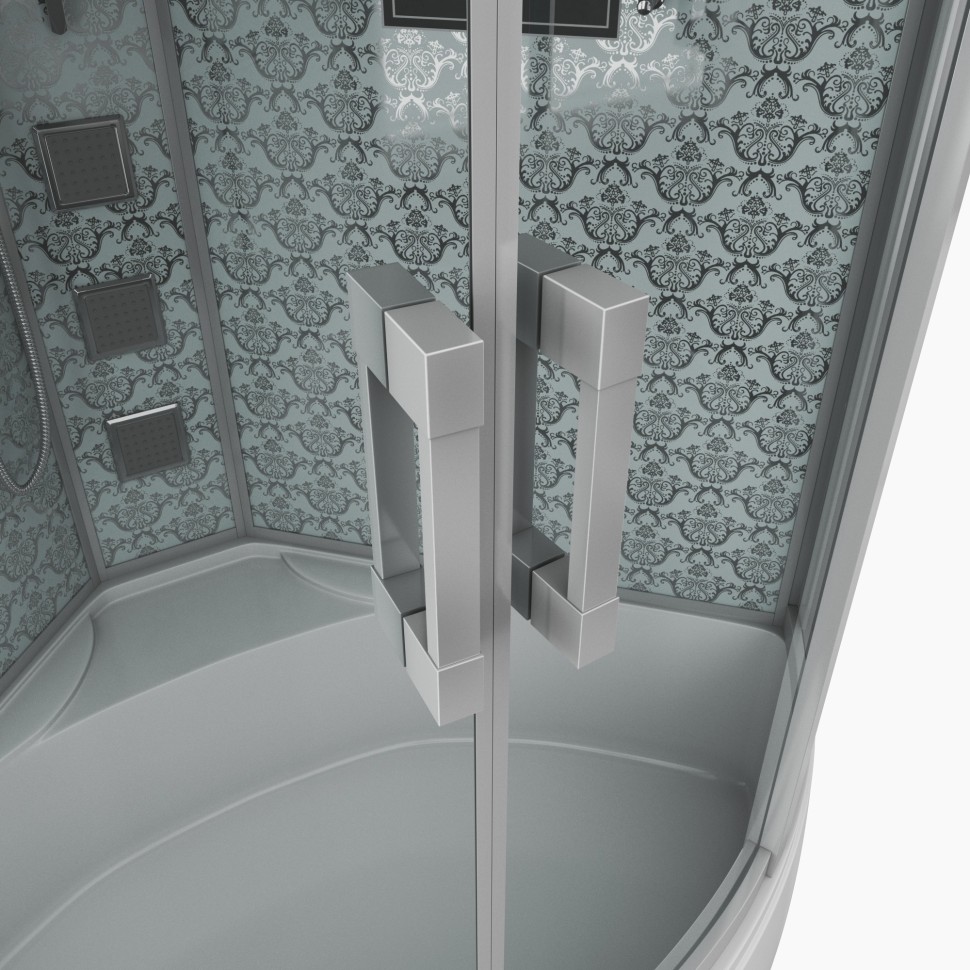 Душевая кабина Niagara Luxe NG-7744W (120x120х215) высокий поддон(50см),дверь раздвижная,стенки серебро,4 места