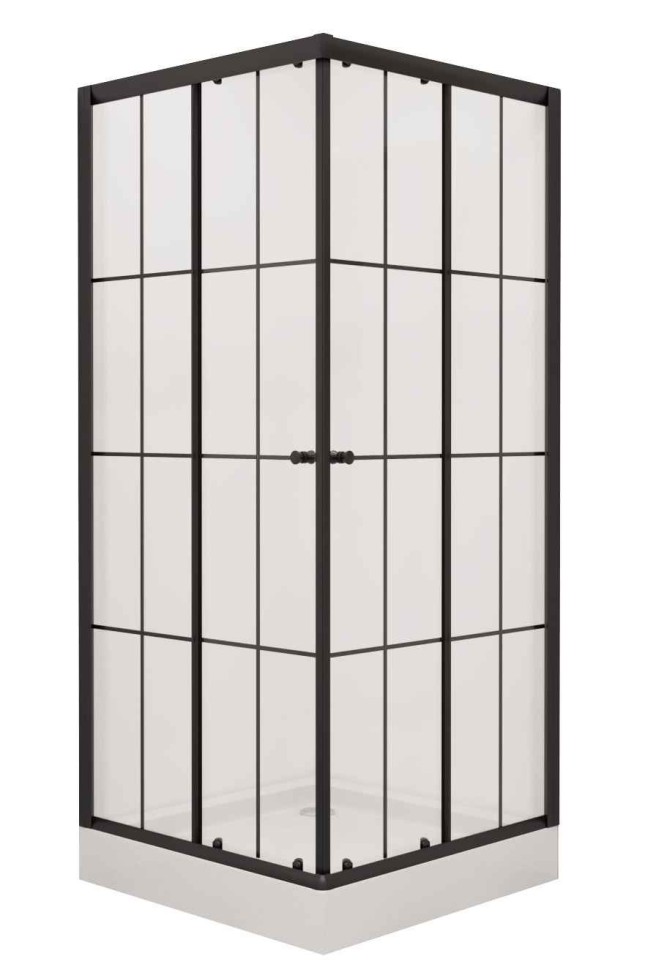Душевой уголок Niagara Nova NG-0100-14 (100х100х195) прямоугольник,низкий поддон,черный,двери раздвижные,стекло прозрачное с рисунком,2 места