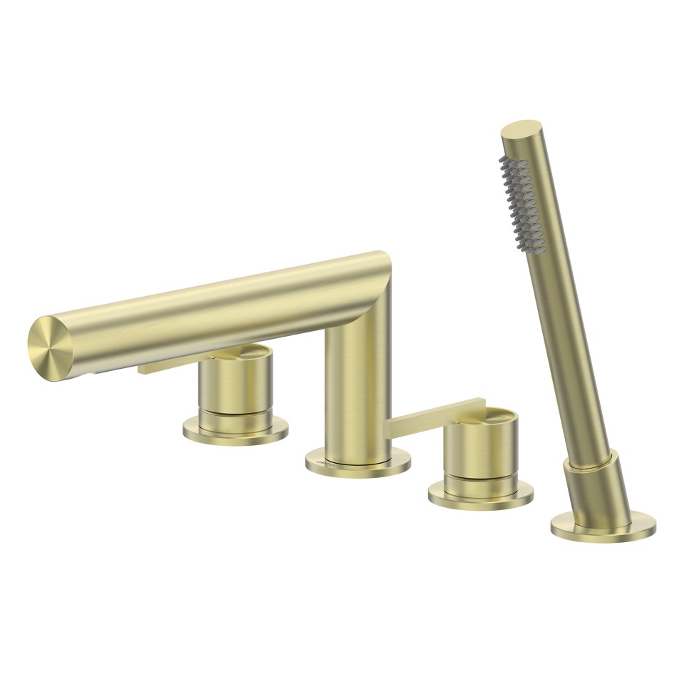 Смеситель ABBER Perfekte 316 AF8A13BG на борт ванны с лейкой, брашированное светлое золото