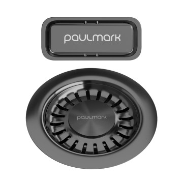 Слив с овальным переливом, PM6024-GM, вороненая сталь, Paulmark