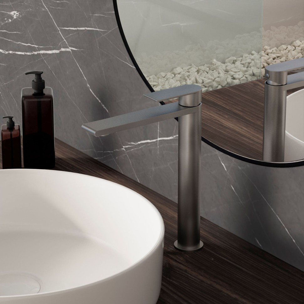 Смеситель для раковины Vogue (SS) VBF-2VS2GM однорычажный, вороненая сталь