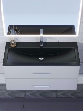 Раковина для ванной кварцевая Uperwood Foster Quartz 100х45,5х17,5 см, черная матовая, уголь