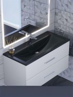 Раковина для ванной кварцевая Uperwood Foster Quartz 100х45,5х17,5 см, черная матовая, уголь