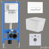 Комплект 3в1 IBERICA BLANCA инсталляция SILENCIO, унитаз TOLEDO ALTO белый, кнопка смыва CRYSTAL-R белый глянцевый (IB001.TLA.231.2210)