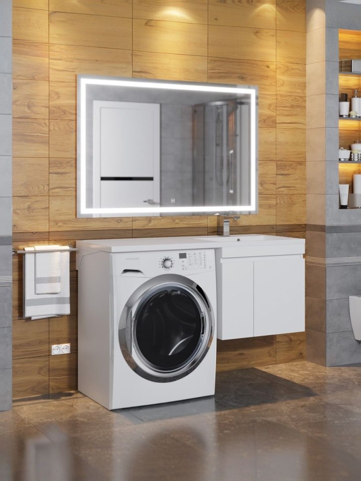 Тумба под стиральную машину подвесная Uperwood Magenta 45х50х55 см, белая, с дверцами