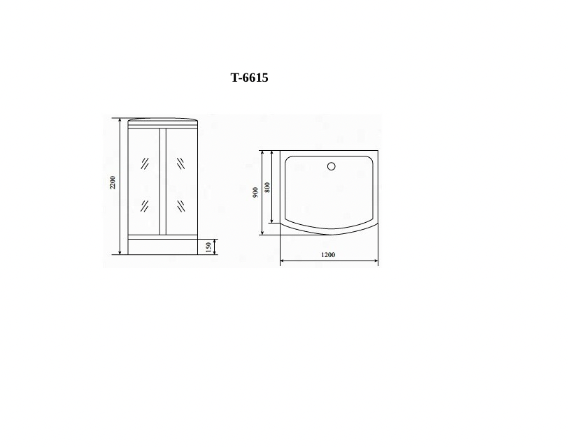 Timo Standart T-6615 Silver Fabric душевая кабина (120*90*220), шт
