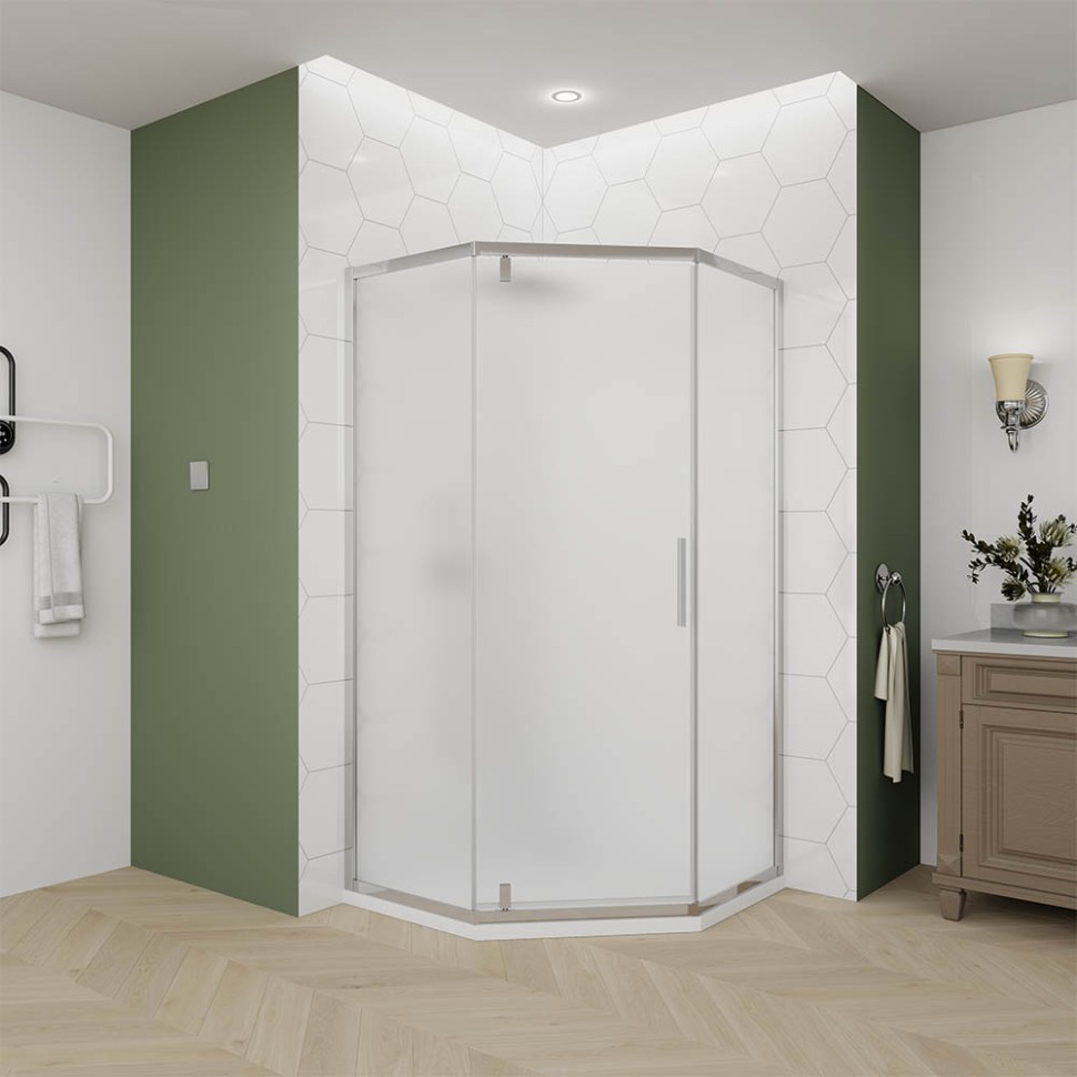 Душевой угол Veconi Ottimo P10 CH, 800x800x1900, хром, стекло матовое