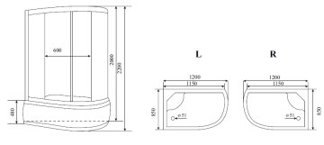 Timo Lux T-7720 R душевая кабина 120*85*220, турецкая баня хамам