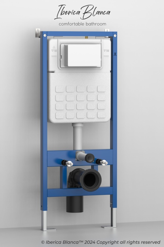 Комплект 3в1 IBERICA BLANCA инсталляция SILENCIO, унитаз BURGOS ALTO белый, кнопка смыва ESTI-S серый матовый (IB001.BRA.231.856)