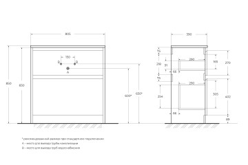 База под раковину напольная BelBagno KRAFT39-800/390-2C-PIA-BO Bianco Opaco