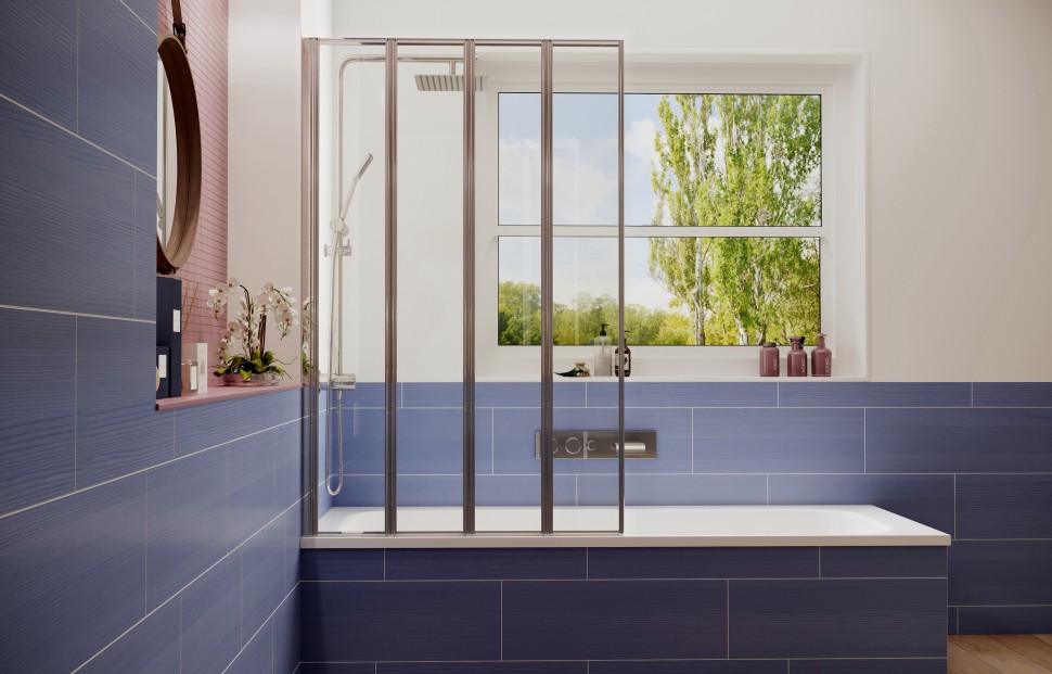 Шторка для ванны Ambassador Bath Screens 16041110L (90х140) хром,стекло прозрачное,складная,1 место