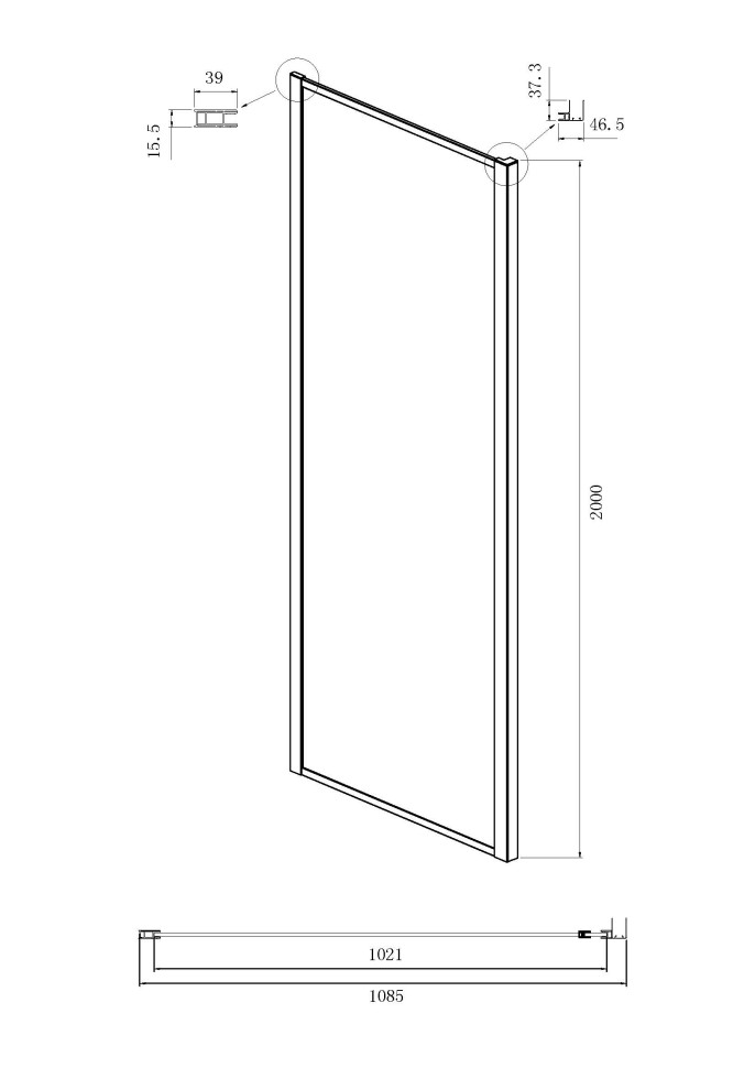 Боковая стенка Ambassador Forsa 110AX (110х200) хром,стекло прозрачное,1 место