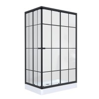 Душевой уголок Niagara Nova NG-0120-14 (120х80х195) прямоугольный,низкий поддон,черный,двери раздвижные,стекло прозрачное с рисунком,2 места