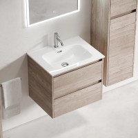 Тумба подвесная SANCOS Libra 590х450х500, c двумя ящиками оснащенными доводчиками, дуб галифакс натуральный, арт. LB60EG