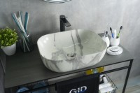 Раковина Gid K397G125 54402 накладная под камень глянцевая 50x40x14