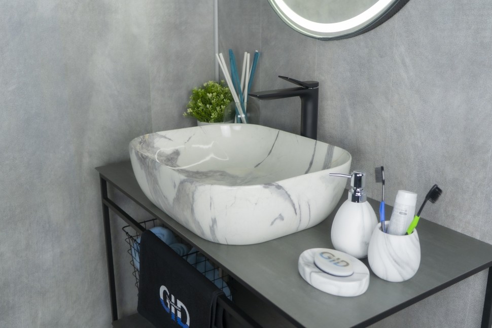 Раковина Gid K397G125 54402 накладная под камень глянцевая 50x40x14