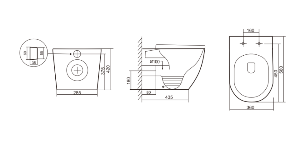 Унитаз приставной IBERICA BLANCA BILBAO ALTO Tornado белый (IB.BLA.334.1B1)