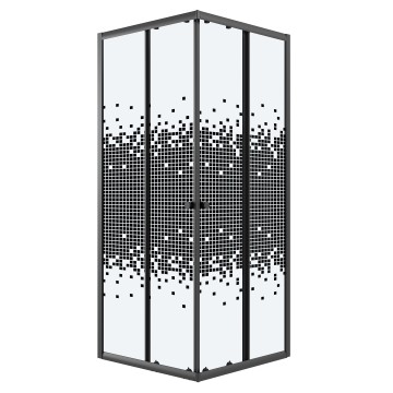 Душевое ограждение Niagara Eco NG-1009-14QBLACK (90х90х190) квадрат,раздвижное,черный,стекло мозаика,1 место