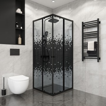 Душевое ограждение Niagara Eco NG-1009-14QBLACK (90х90х190) квадрат,раздвижное,черный,стекло мозаика,1 место