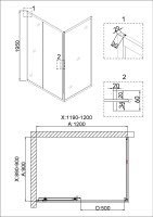 Душевое ограждение Niagara Nova NG-42-12AG-A90G (120х90х195) прямоугольник,золото,двери раздвижные,стекло прозрачное,2 места