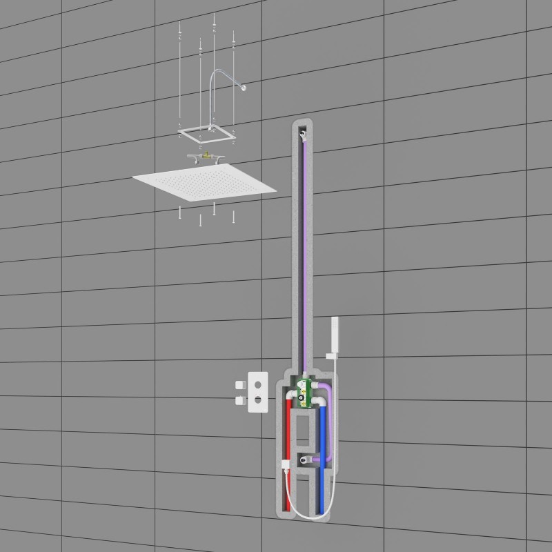 Душевая система встроенная с термостатом Timo Petruma SX-5029/16SM белый матовый