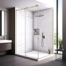 Душевой угол Veconi Rovigo RV-075G, 1200х1000х2000 золото брашинг, стекло прозрачное