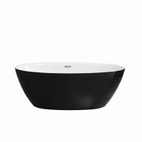 Ванна отдельностоящая Grossman Classic GR-2503MB (170х87х58) цвет черный/белый матовый,1 место