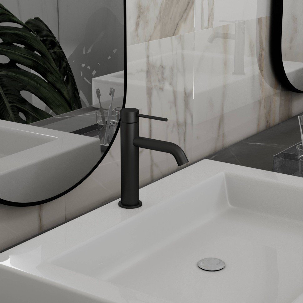 Смеситель для раковины City VBF-2C1MB однорычажный, черный матовый