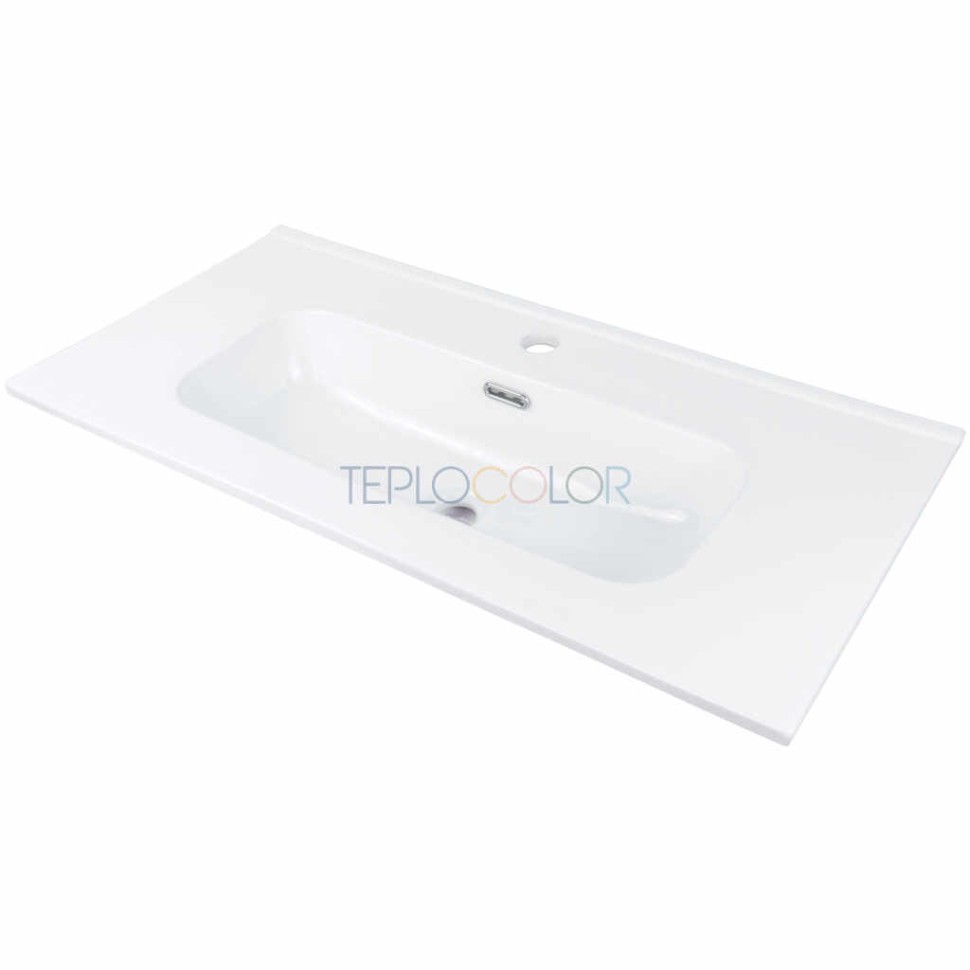 Керамическая раковина, впускаемая, с бортиком для смесителя - 80 cm