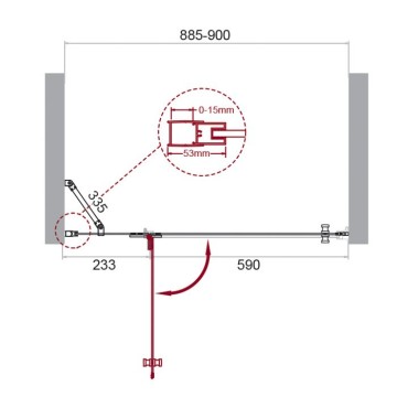 Душевая дверь BelBagno KRAFT-60/30-C-Cr-L