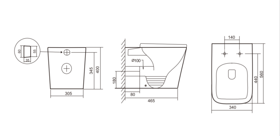 Унитаз приставной IBERICA BLANCA TOLEDO ALTO Tornado белый (IB.TLA.334.1B1)