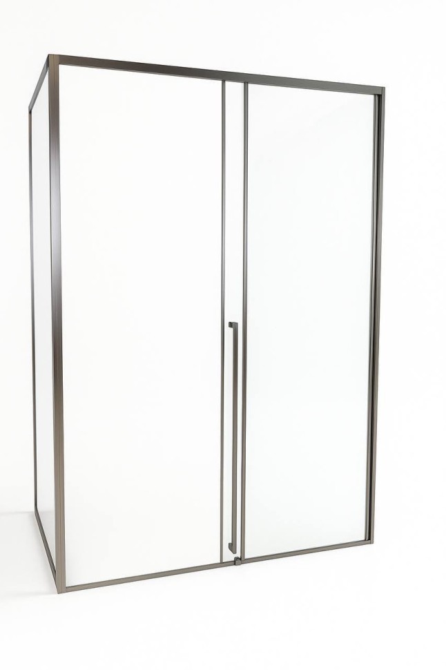 Timo Душевая дверь TDSS-150/13C-8L, раздвиж 1500*2000, проф никель + торцевое стекло TSS-1000/13C-8 1000*2000, проф никель