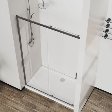 Душевая дверь Сити (City) VDS-5CT140CLGM, 1400, вороненая сталь, стекло прозрачное