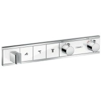 Смеситель Hansgrohe RainSelect для душа, встраиваемый, термостат на 3 переключателя, внешняя часть, цвет: хром/белый 15356400