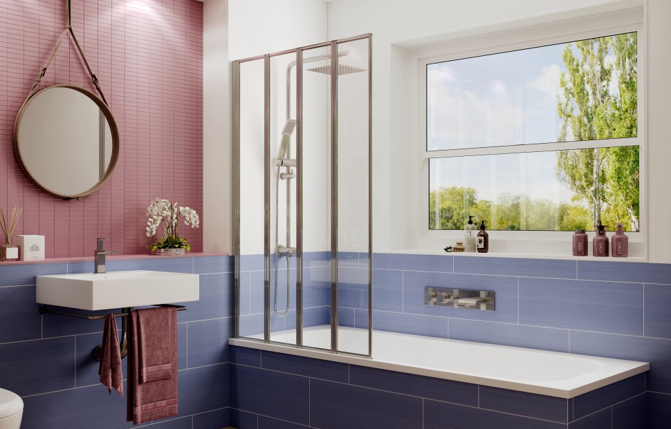 Шторка для ванны Ambassador Bath Screens 16041111L (100х140) хром,стекло прозрачное,складная,1 место