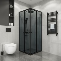 Душевое ограждение Niagara Eco NG-1009-14QT (90х90х190) квадрат,раздвижное,черный,стекло тонированное,1 место