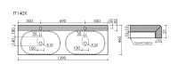 Столешница для ванной комнаты из керамогранита SANCOS Kreman 1400х460 c отверстием под смеситель, арт.TT140A2X