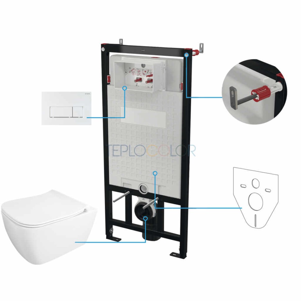 Унитаз с сиденьем, скрытого монтажа, 6 в 1