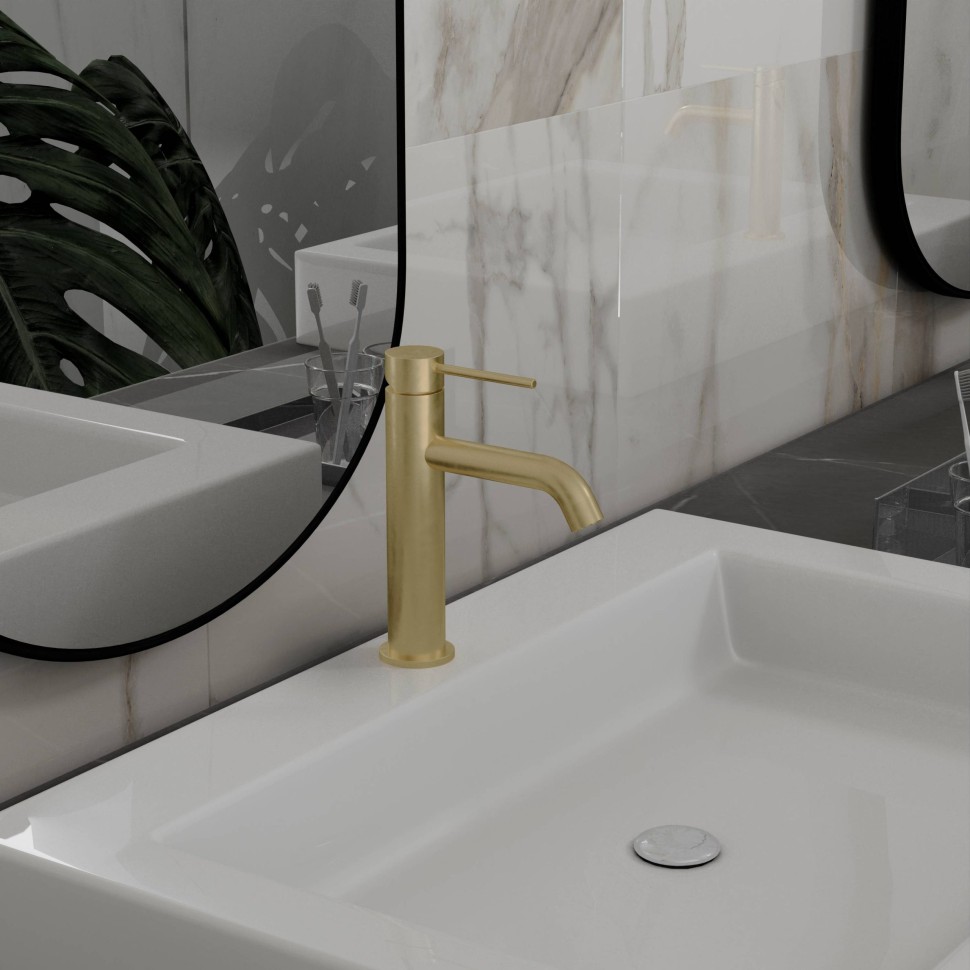 Смеситель для раковины City VBF-2C1BG однорычажный, брашированное золото