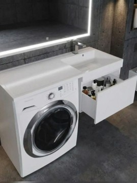 Тумба под стиральную машину подвесная Uperwood Magenta 45х50х55 см, белая, выдвижной ящик