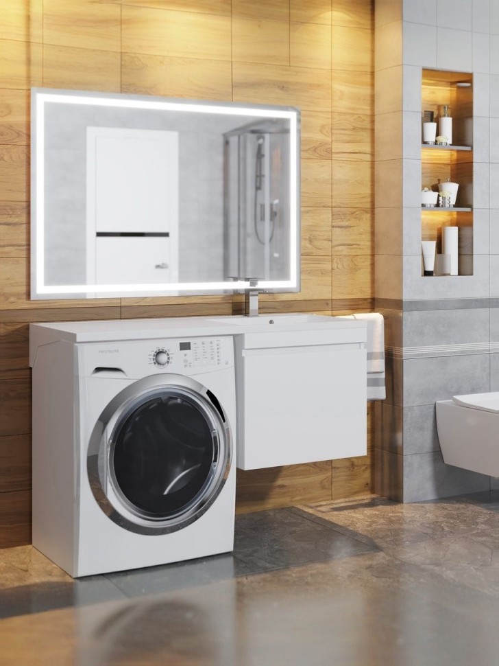 Тумба под стиральную машину подвесная Uperwood Magenta 45х50х55 см, белая, выдвижной ящик