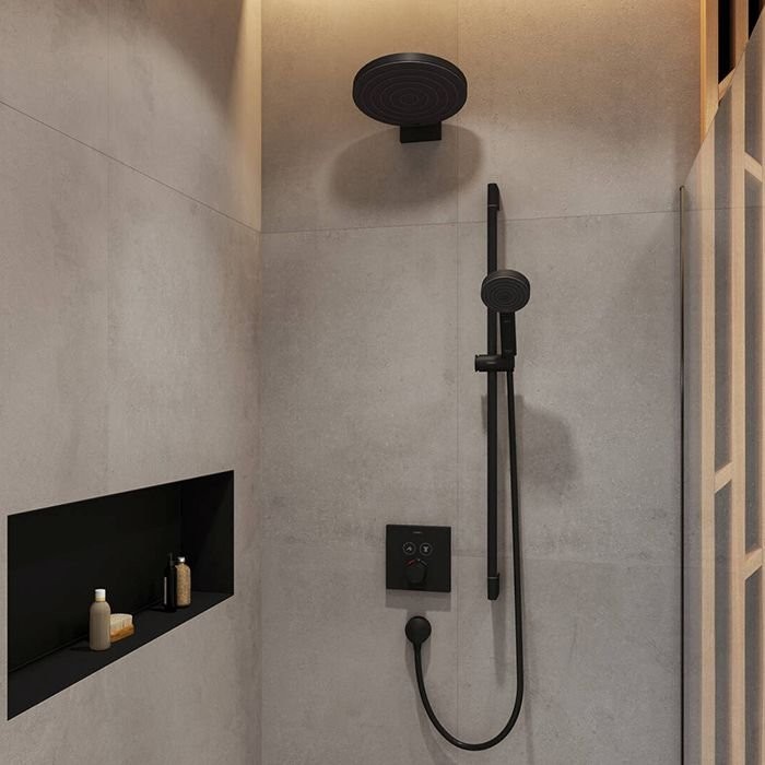 Держатель верхнего душа Hansgrohe Pulsify 26 см., настенный, цвет: черный матовый 24149670