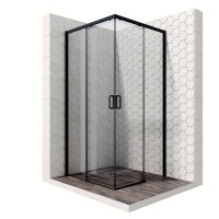 Душевое ограждение Ambassador Queen 11011203Black (90х90х200) квадрат,черный,стекло прозрачное,раздвижная,1 место