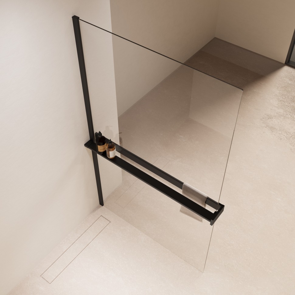 Душевая перегородка Walk-In VSW-1HR100CLB, 1000*2000, черный, стекло прозрачное