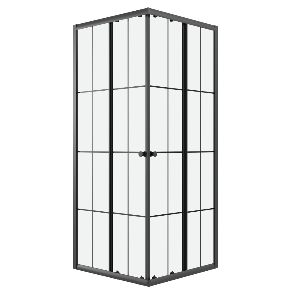 Душевое ограждение Niagara Eco NG-1009-14QKL (90х90х190) квадрат,раздвижное,черный,стекло клетка,1 место