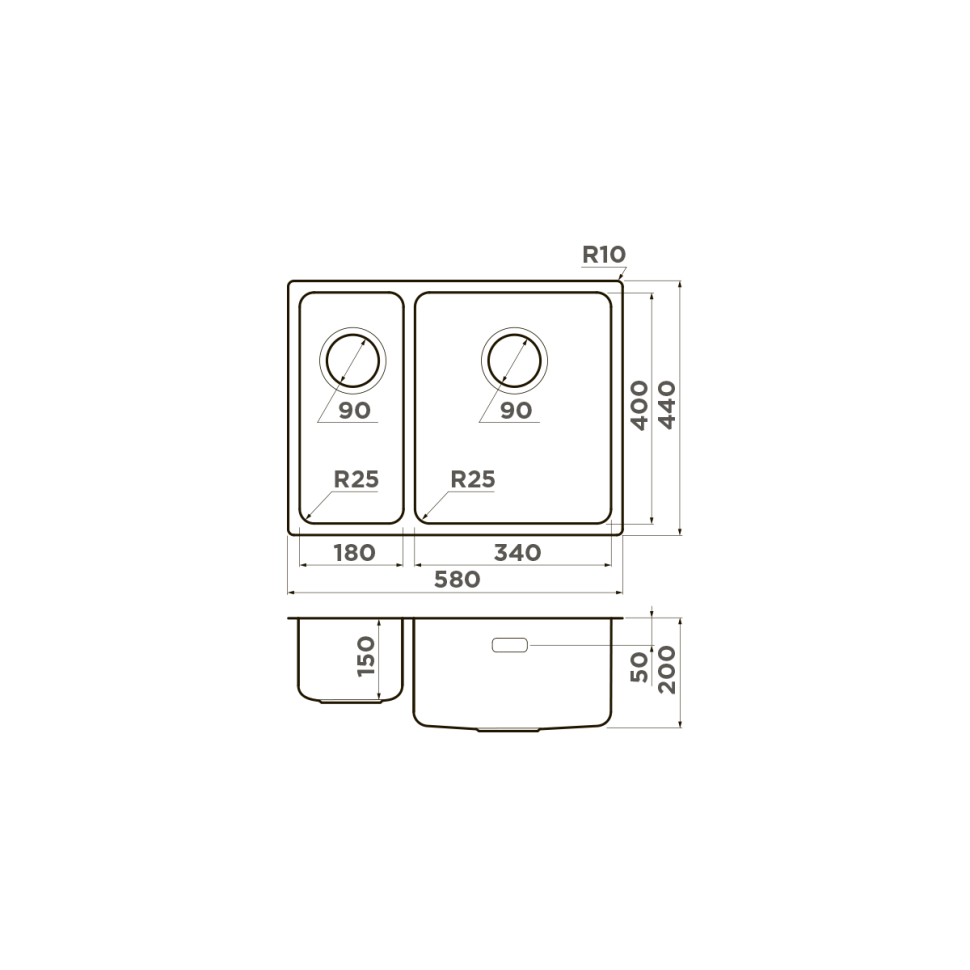 Кухонная мойка Omoikiri Tadzava 58-2-U/I-R-IN нерж. сталь/нержавеющая сталь