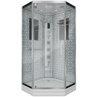 Душевая кабина Niagara Luxe NG-7717W (100x100х215) низкий поддон(15см),дверь распашная,стенки серебро,4 места